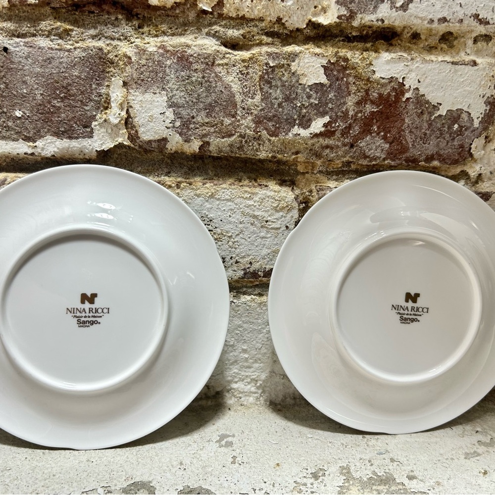 Set of 5 Nina Ricci Plasier De La MAISON green white and gold porcelain plates. - Picture 9 of 9
